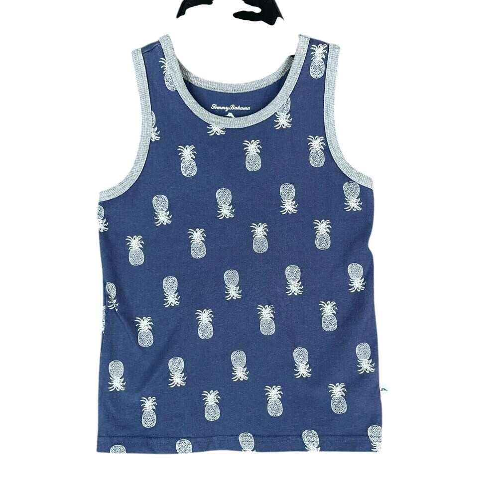 Tommy Bahama Shirt Boys‎ Youth Small 5/6 Tank Top Pineapple Blue